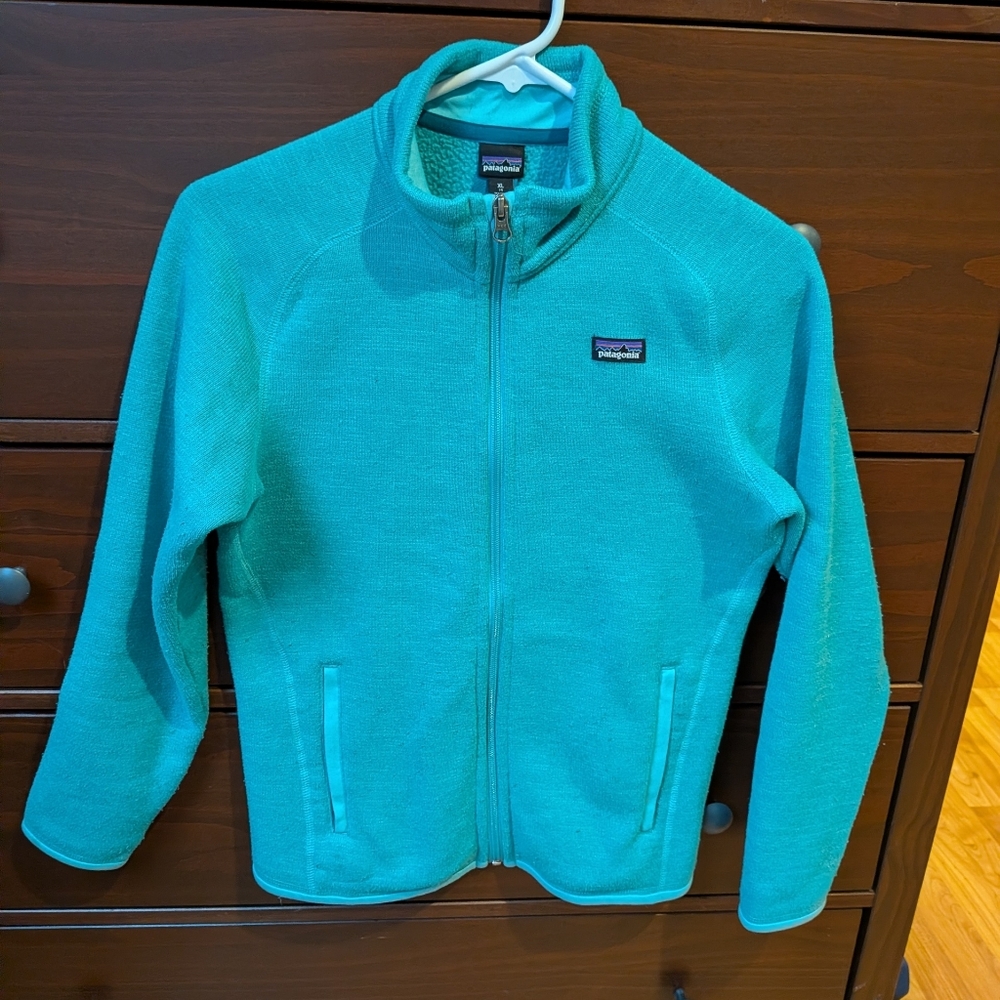 Patagonia Kids Better Sweater Full Zip Teal Sz 14
